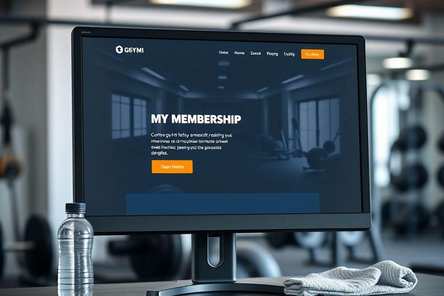 Fitness studio membership website on a desktop monitor