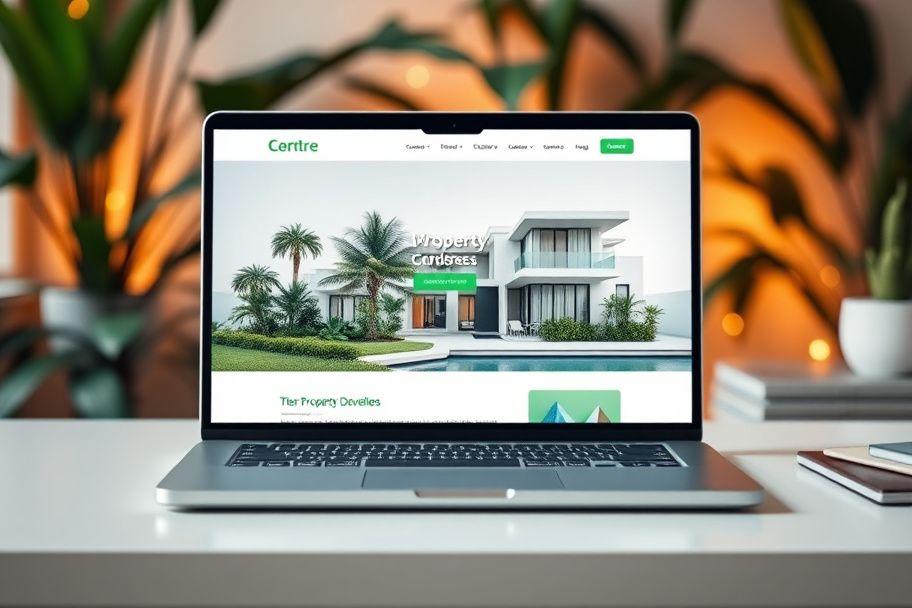 Property developer website shown on a laptop screen