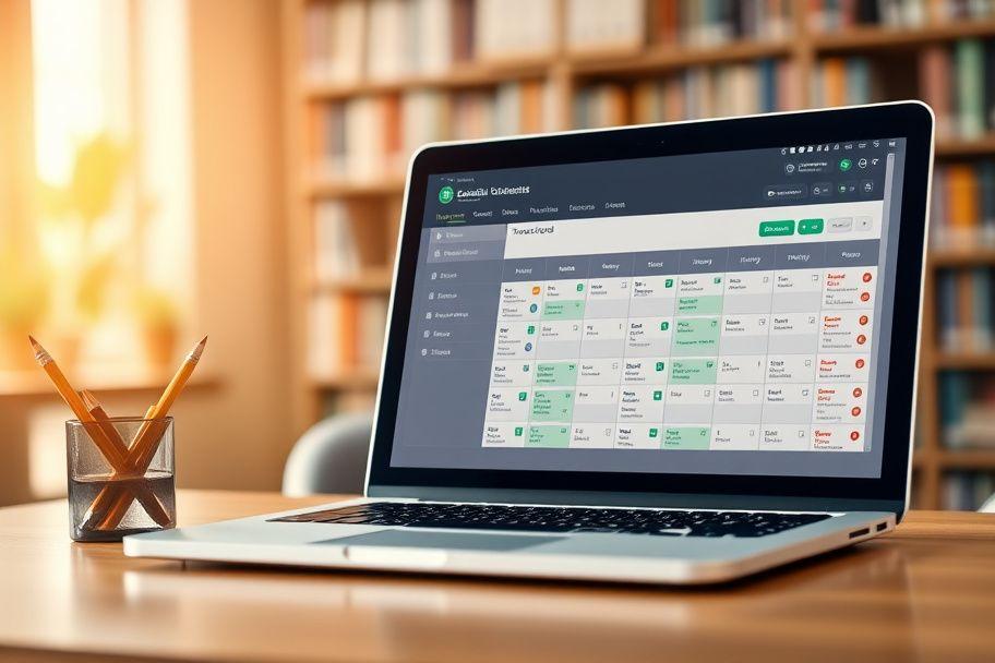 Online tuition scheduling dashboard on a laptop
